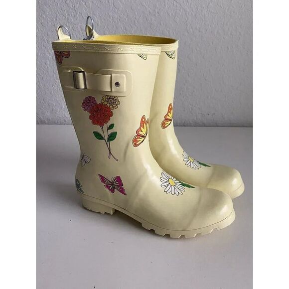 Disney Parks Epcot Flower & Garden Festival Rubber Yellow Rain Boots Women’s 9 - Picture 3 of 9